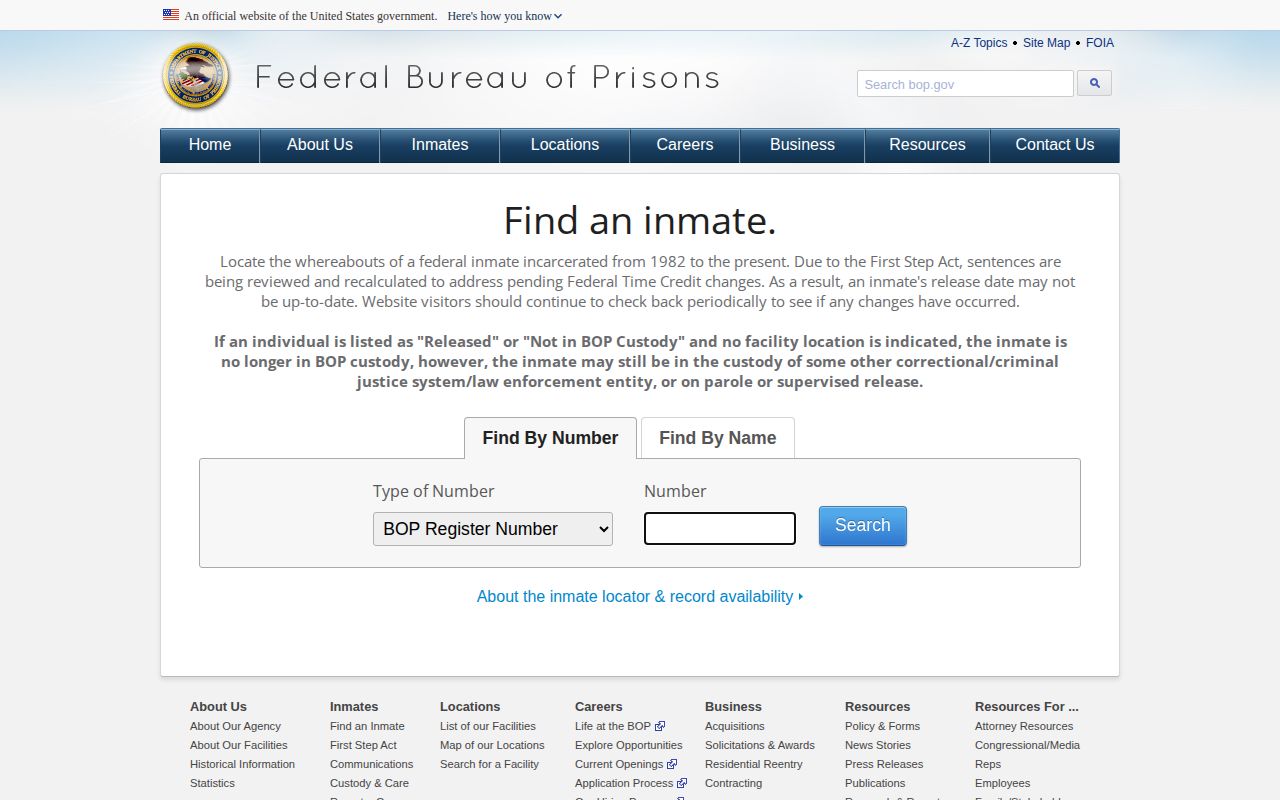 BOP federal release record search for a Vernon Parish case