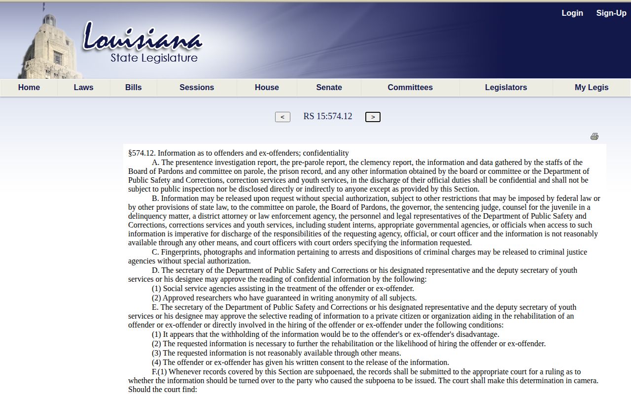 Louisiana discharge date law for Vernon Parish released inmates